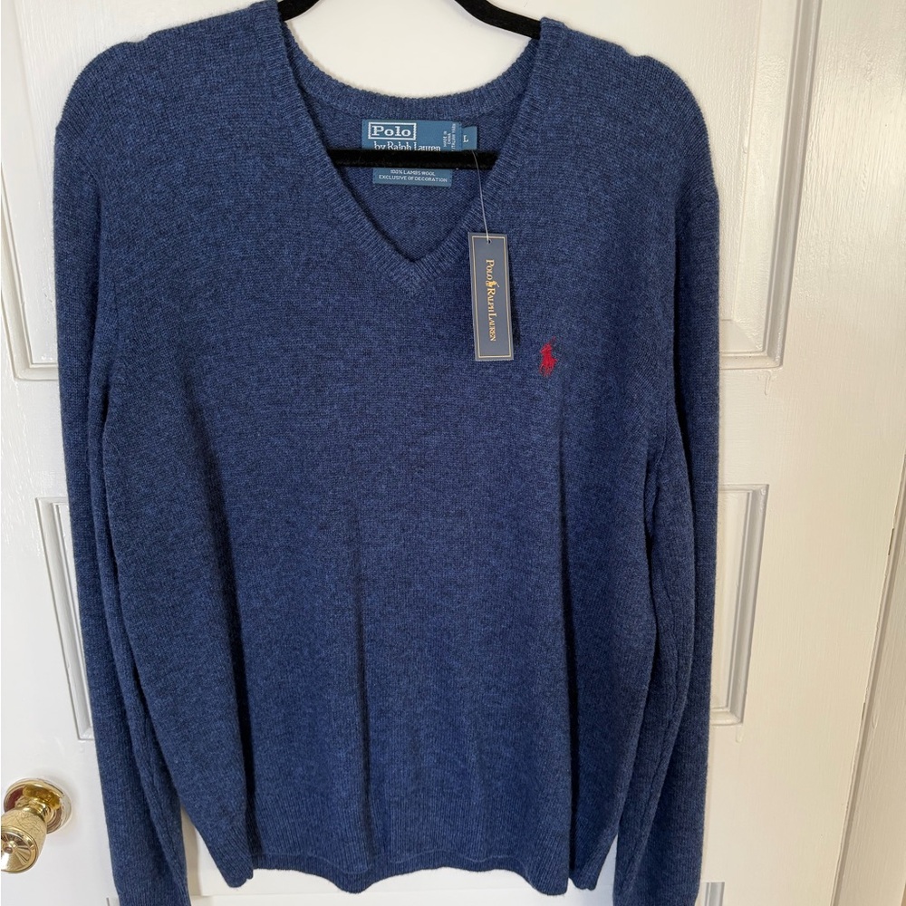 Ralph Lauren Men's V-Neck Sweater in Blue